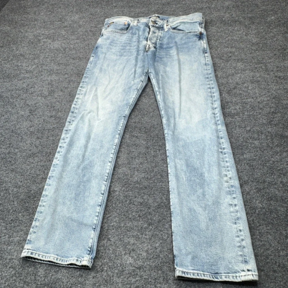 Polo Ralph Lauren Jeans Mens 33x30 Blue Varick Slim Straight Light Wash Stretch